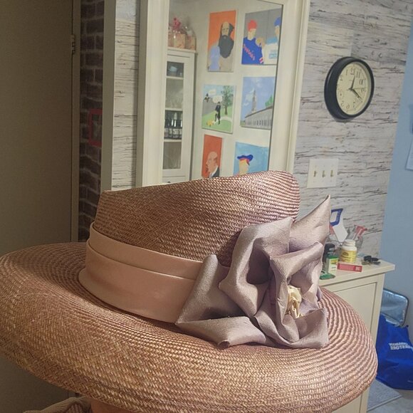 100%  straw David Dunkley Fine Millinery hat size 56 cm hand made in Canada - Picture 4 of 9